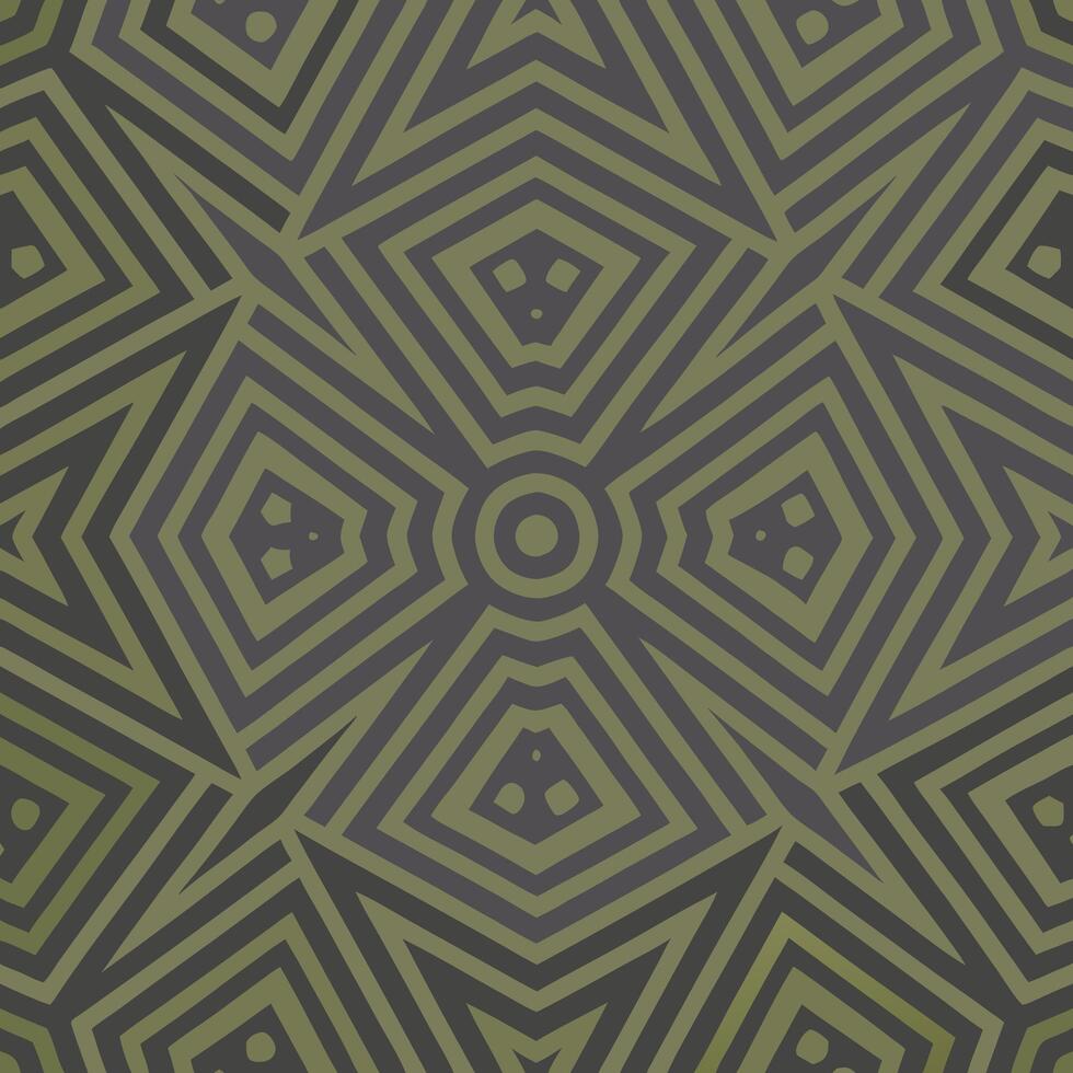 Abstract olive green geometric pattern seamless background design kaleidoscope texture vector