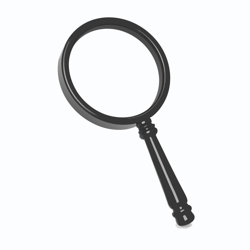 A Detailed 3D Render of a Classic Black Magnifying Glass with a Thick Handle Ideal for Investigation and Exploration vector