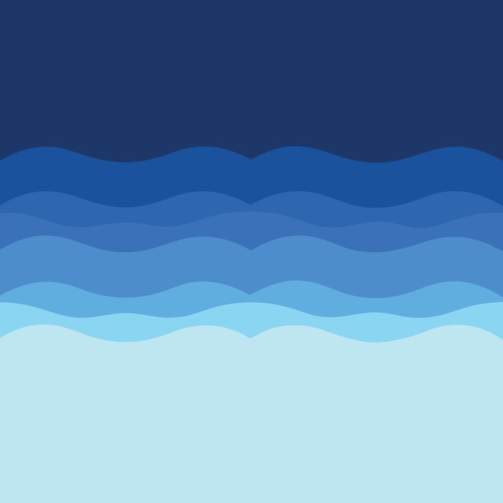 Abstract ocean waves background image with shades of blue colors gradient transition from dark to light vector