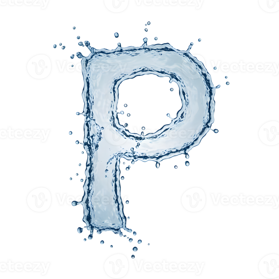 Water Splash Letter P on Transparent Background png