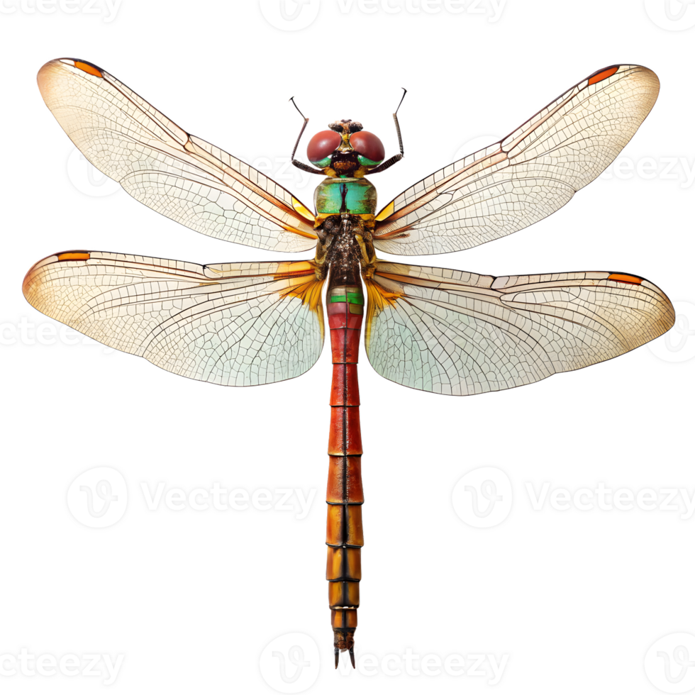 Detailed Dragonfly with Transparent Wings on Transparent Background png