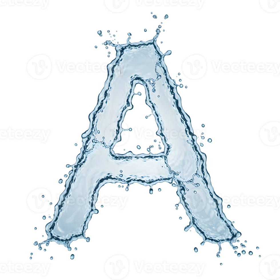 Water Splash Letter A on Transparent Background png