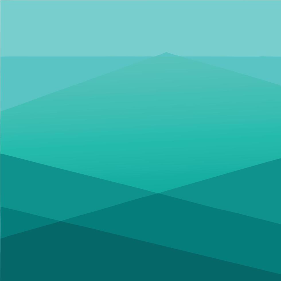Abstract Teal and Green Geometric Landscape Digital Art Minimalist Background Illustration vector