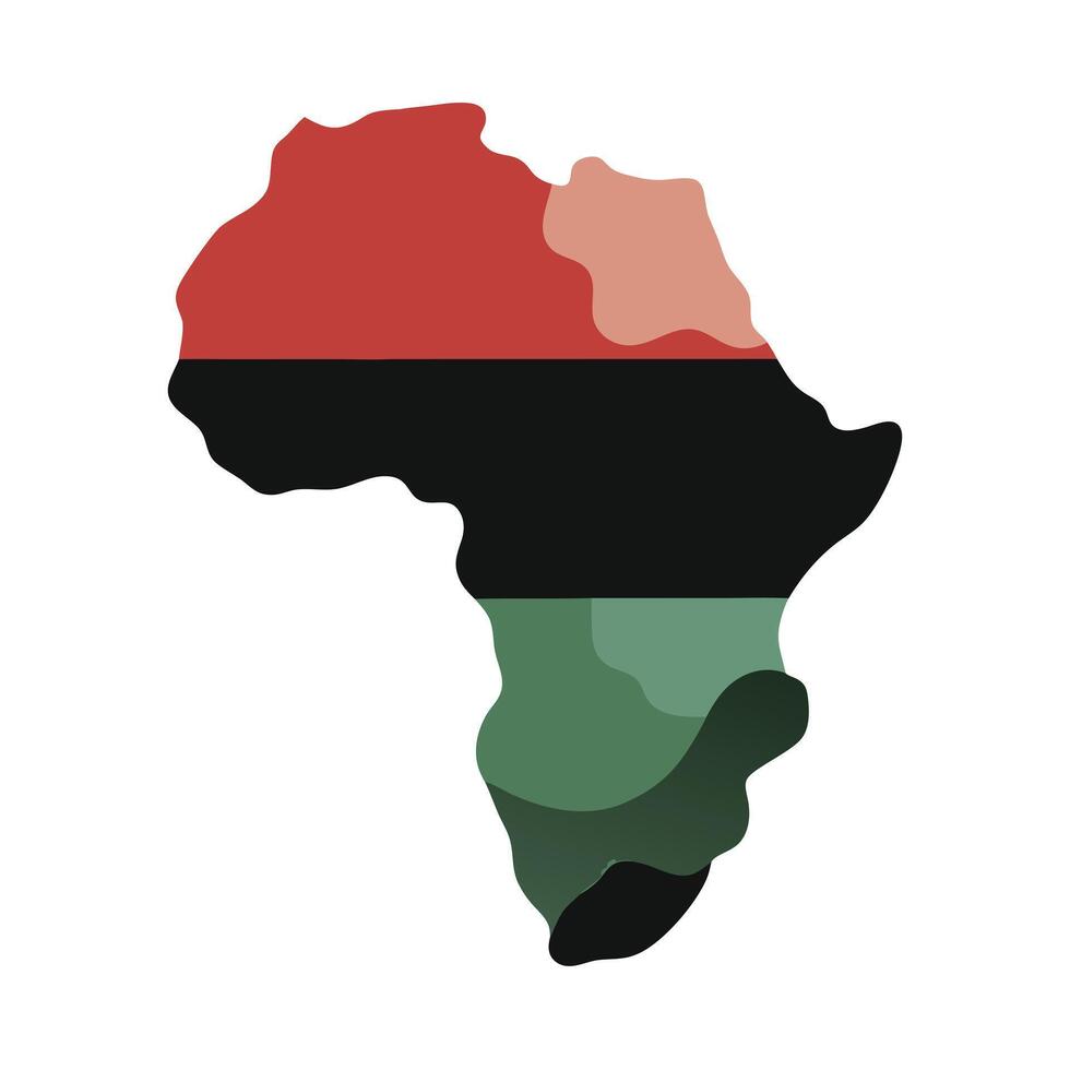 African Continent Map with PanAfrican Flag Colors Representing Unity Diversity and Heritage vector