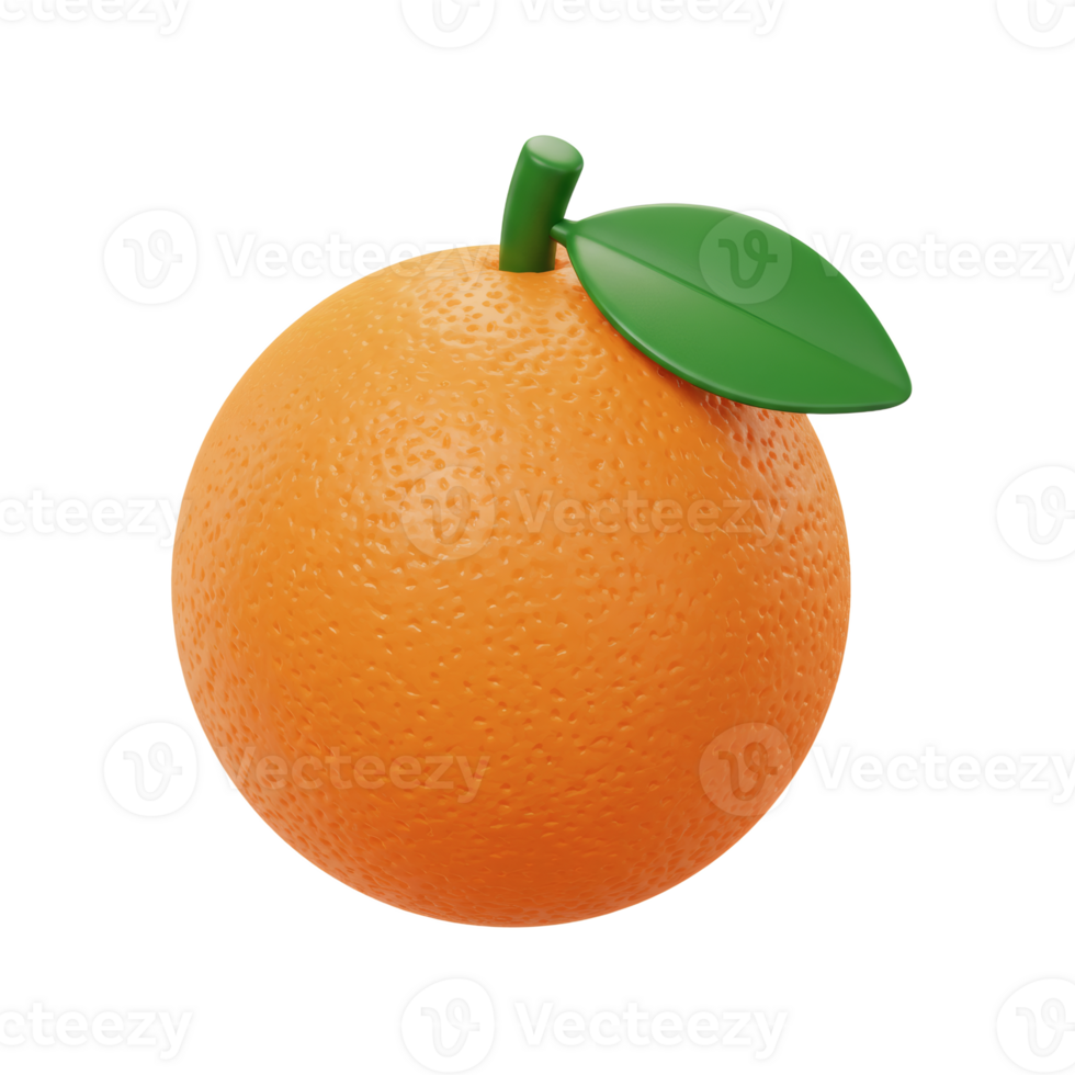 An orange with a leaf on it png