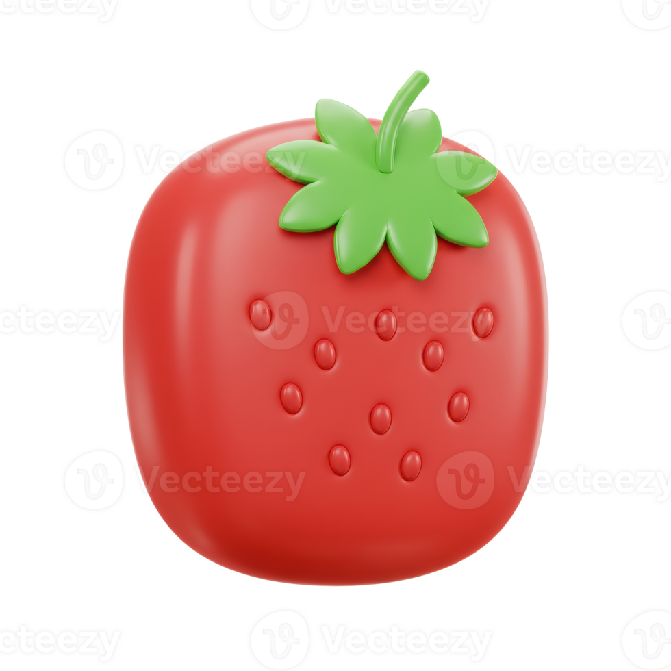 A strawberry shaped toy with a green leaf on it png