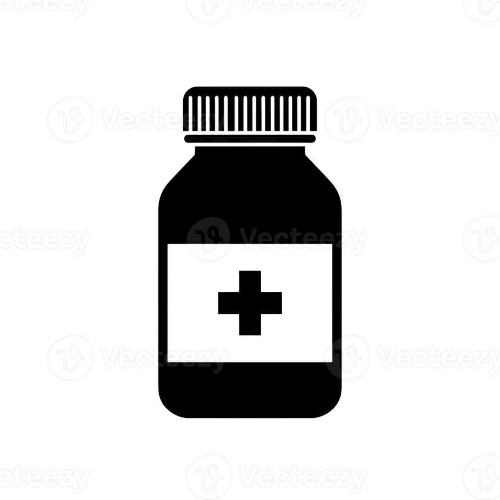 Simple Line Art Icon of a Medicine Bottle with a Cross png