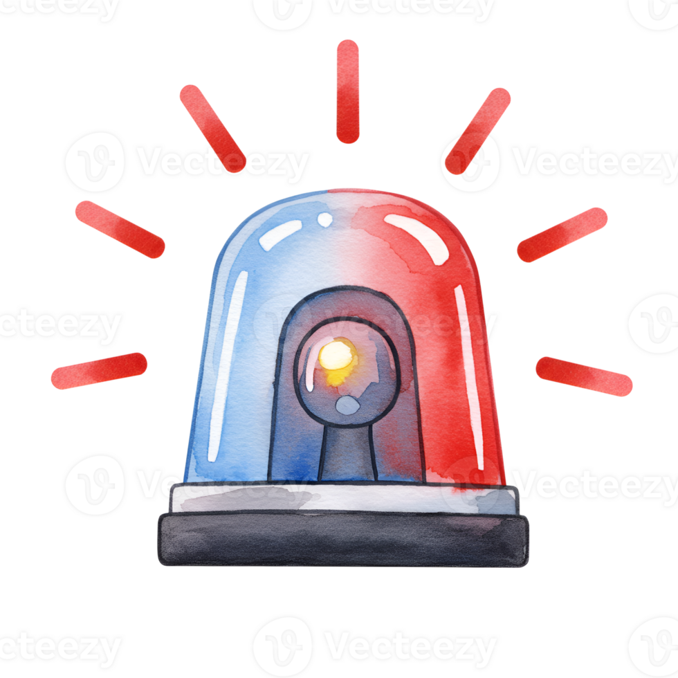 Watercolor Illustration of a Red and Blue Emergency Light png