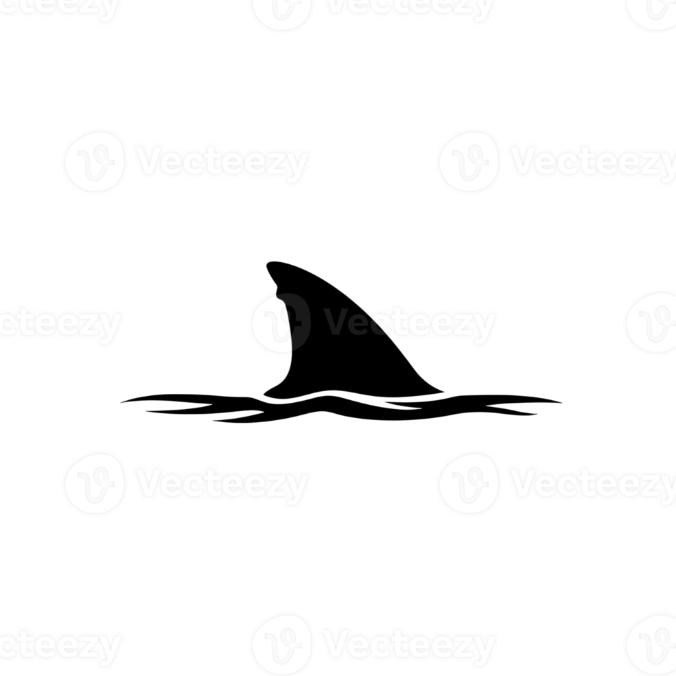 Shark Fin in Ocean Minimalist Line Art Illustration png