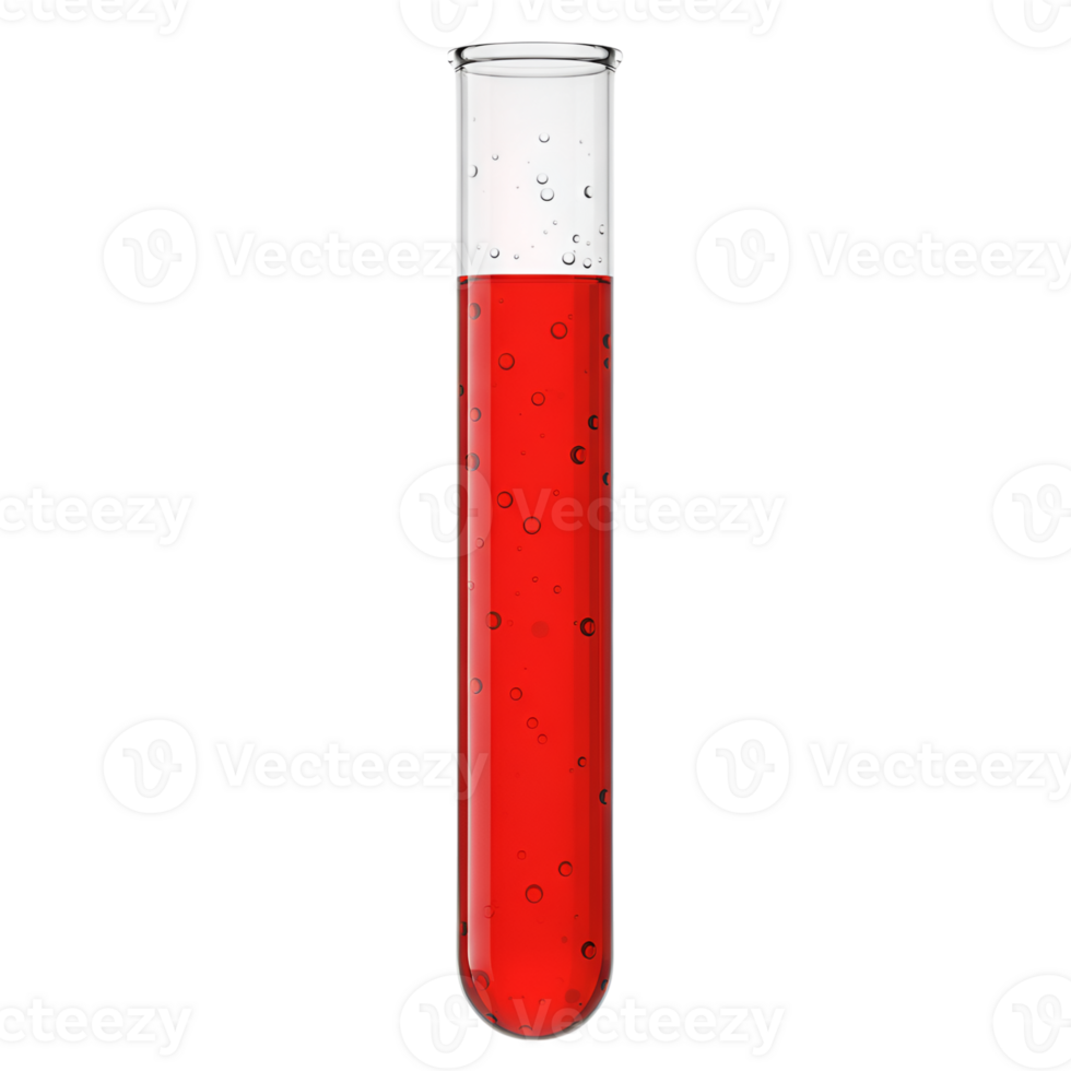 Red Liquid in Test Tube with Bubbles Science Experiment Concept png