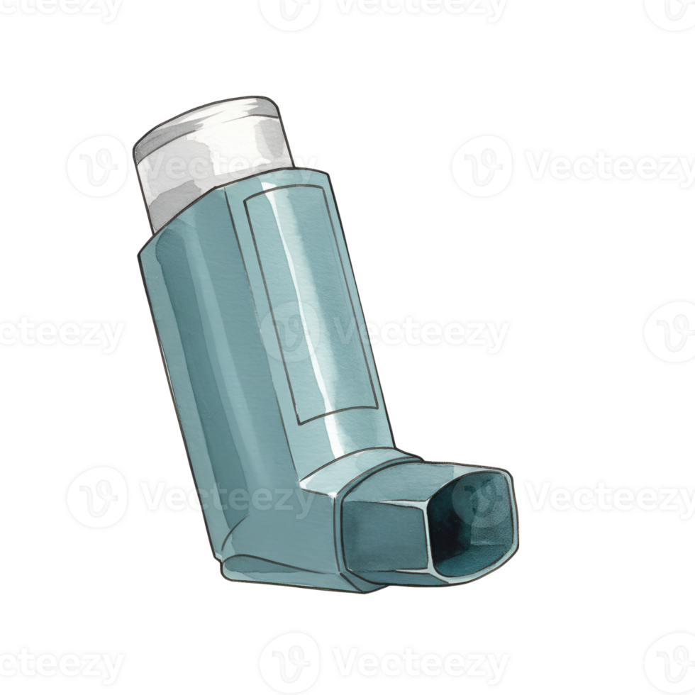Watercolor Illustration of an Asthma Inhaler png