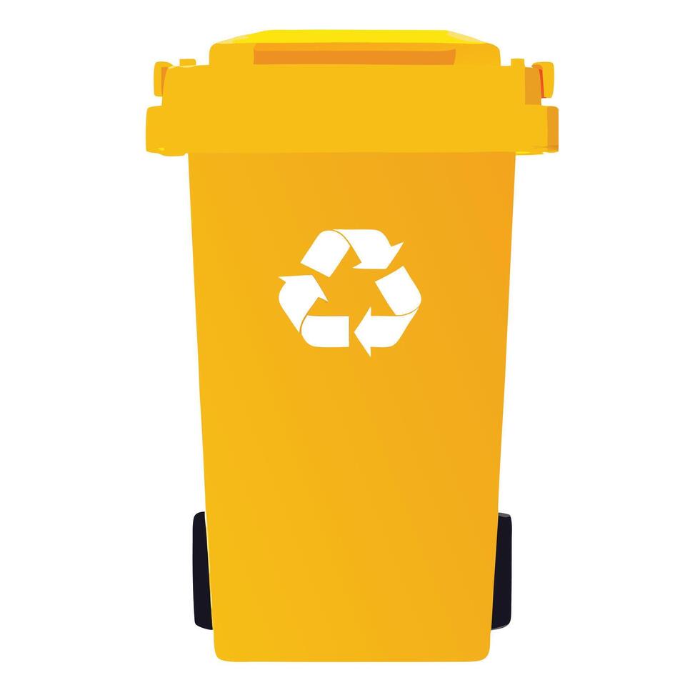 Yellow Recycling Bin for Waste Disposal and Environmental Sustainability vector