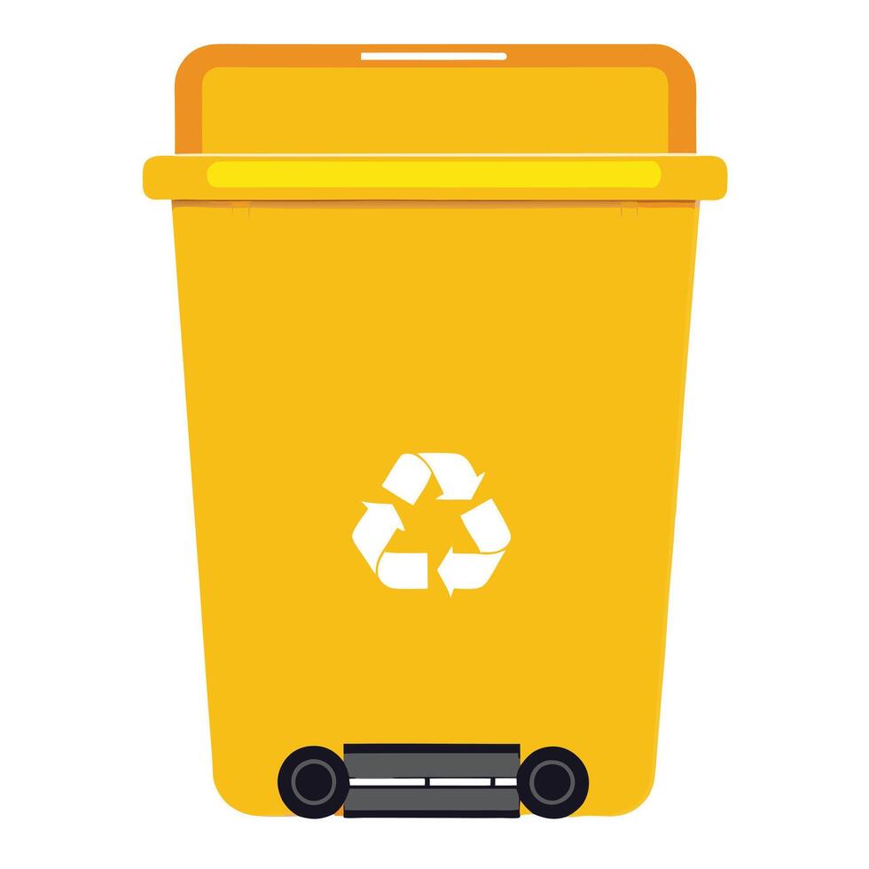 Large Yellow Recycling Bin with Wheels for Waste Disposal and Environmental Sustainability vector