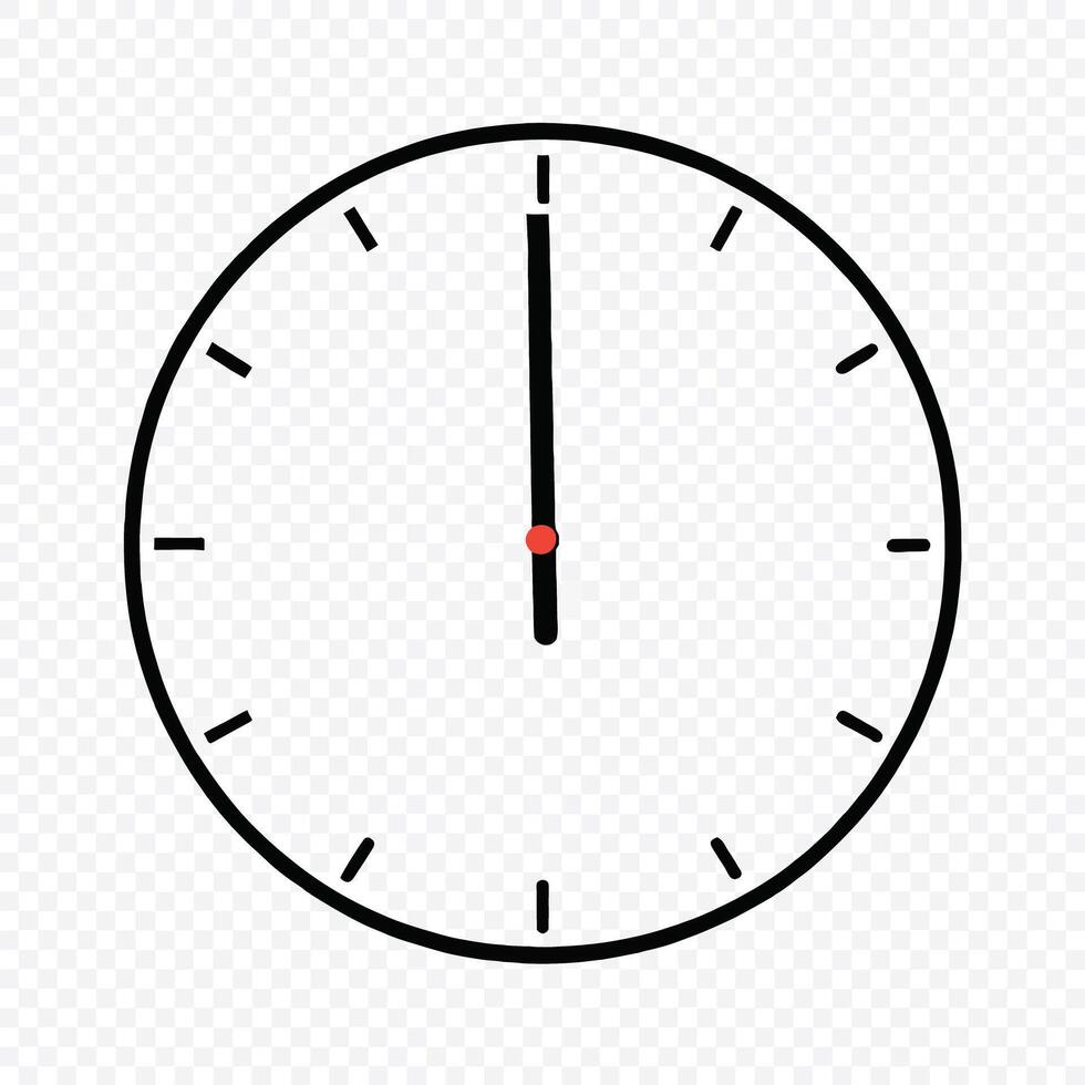 Simple Analog Clock Showing Twelve Oclock Time Management Punctuality Schedule Appointment vector