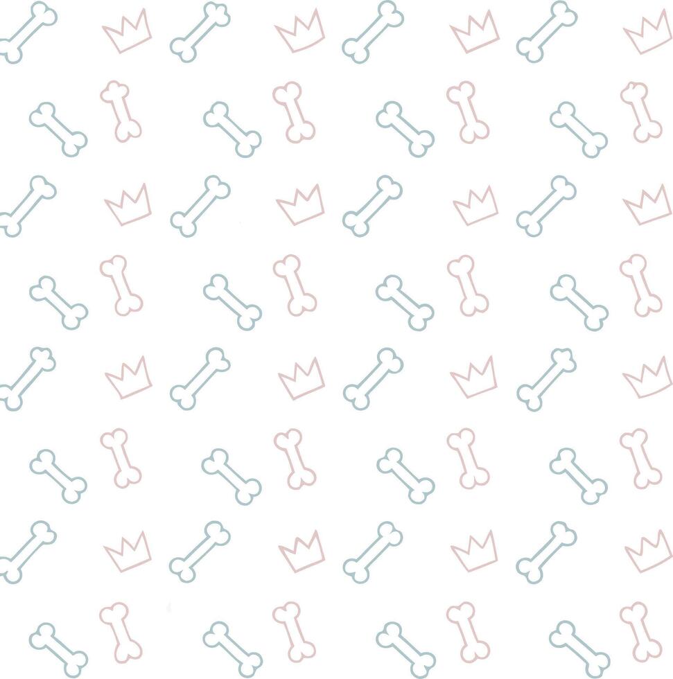Adorable Seamless Pattern Featuring Pastel Bones and Crowns for Dogs and Puppies vector
