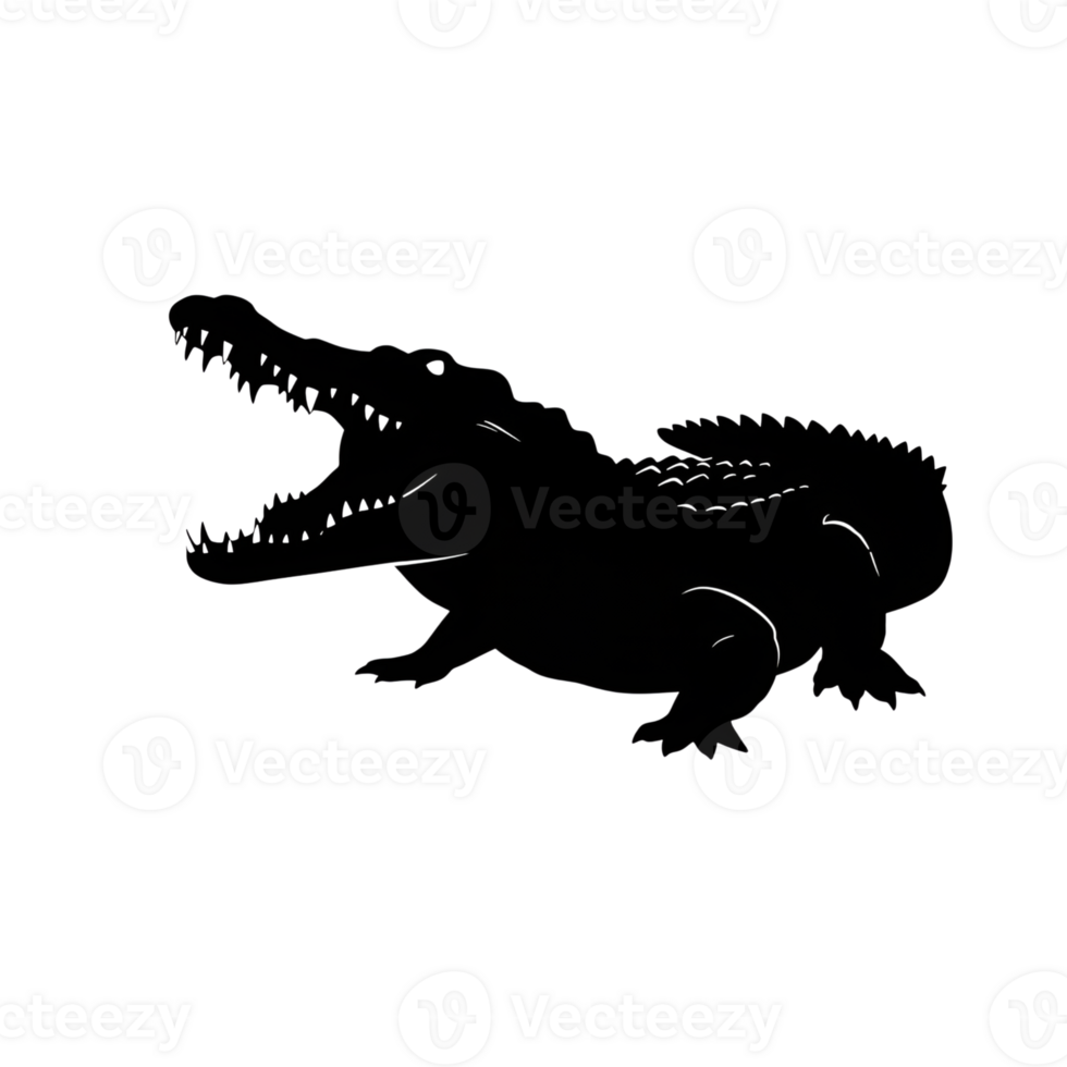 Line Art Illustration of a Crocodile with Open Jaws png