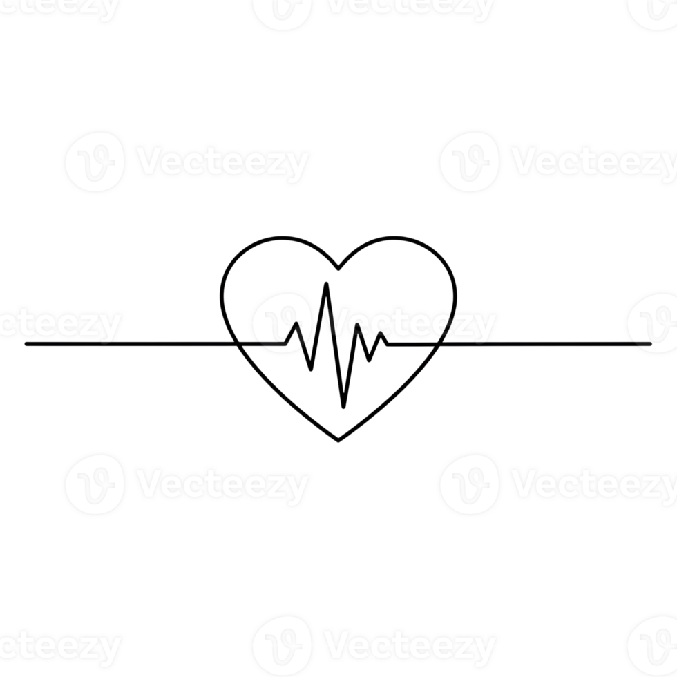 Heartbeat Line Art Minimalist Heart with EKG Rhythm png