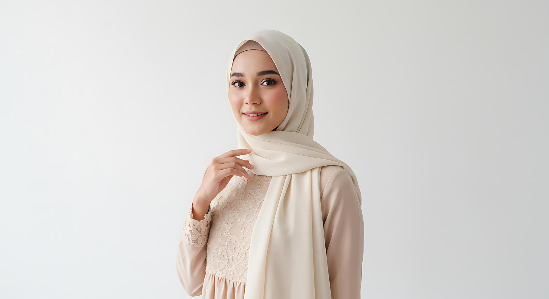 A woman wearing a hijab and a dress photo