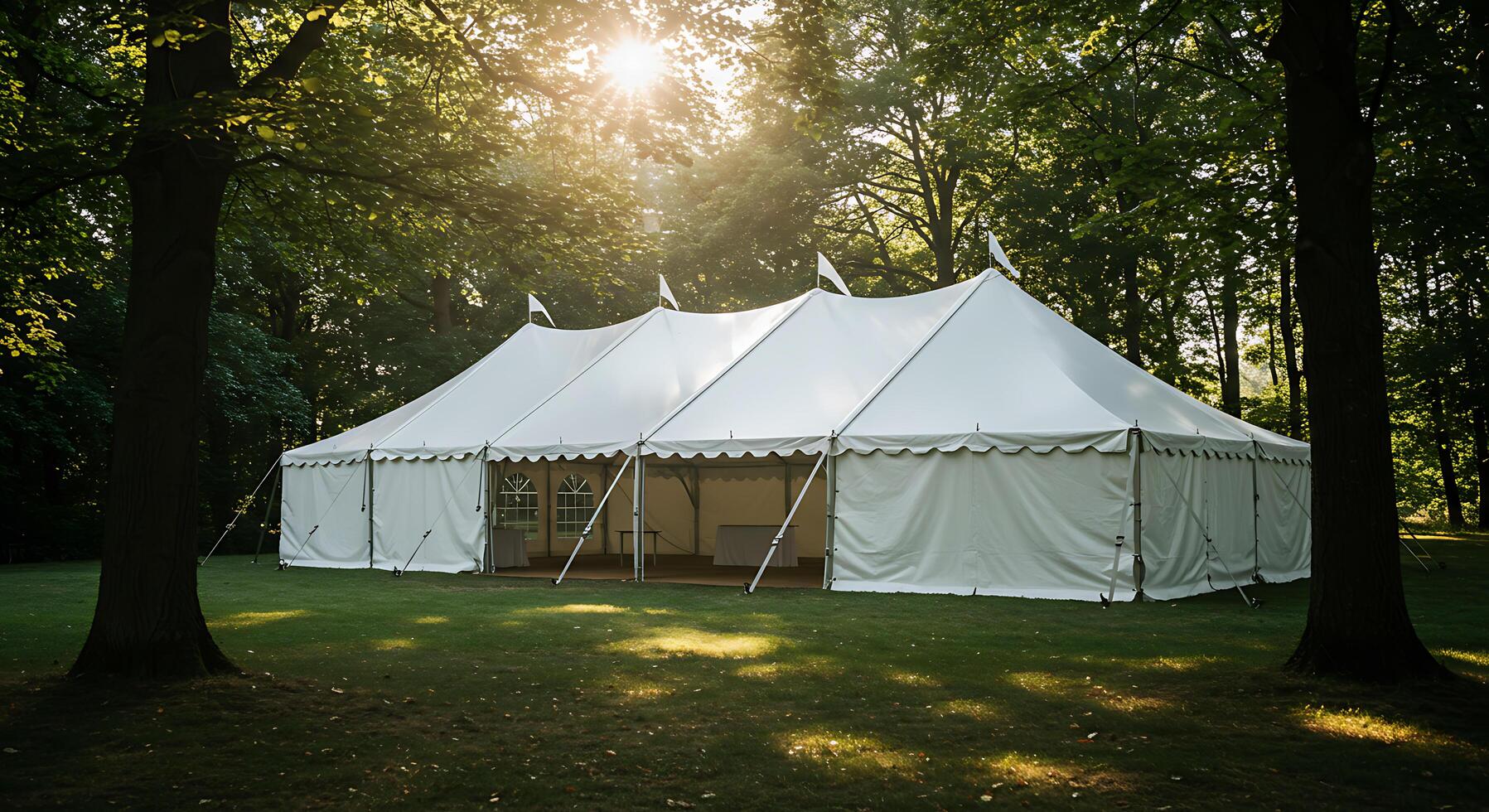 A tent in the middle of a field photo