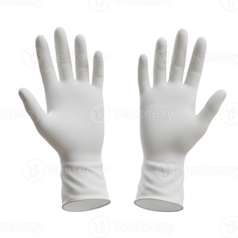 Pair of Clean White Latex Gloves on Transparent Background png