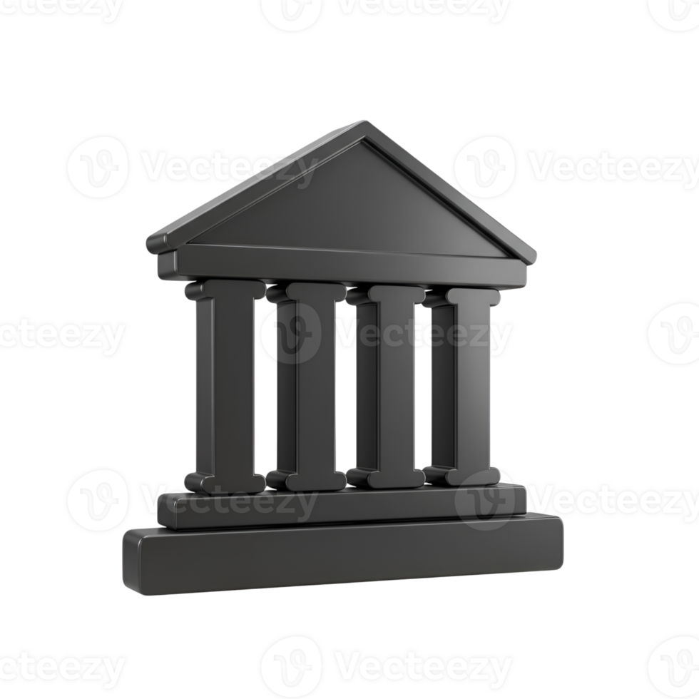 3D Render of a Dark Grey Classical Building Icon png