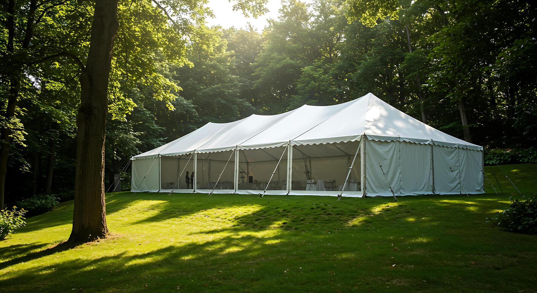 A large white tent in the middle of a field photo