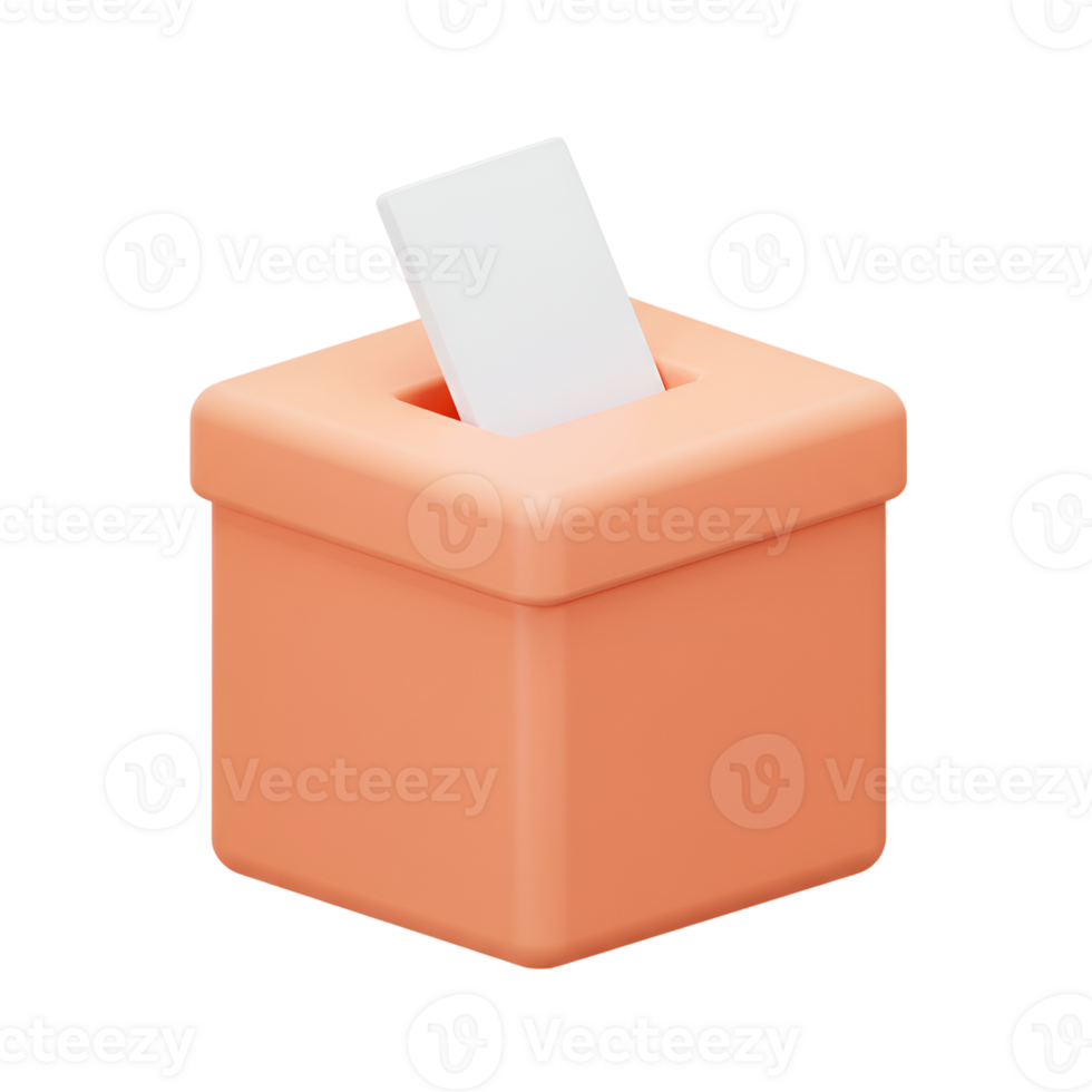 3D Render of a Peach Colored Ballot Box with a White Ballot png