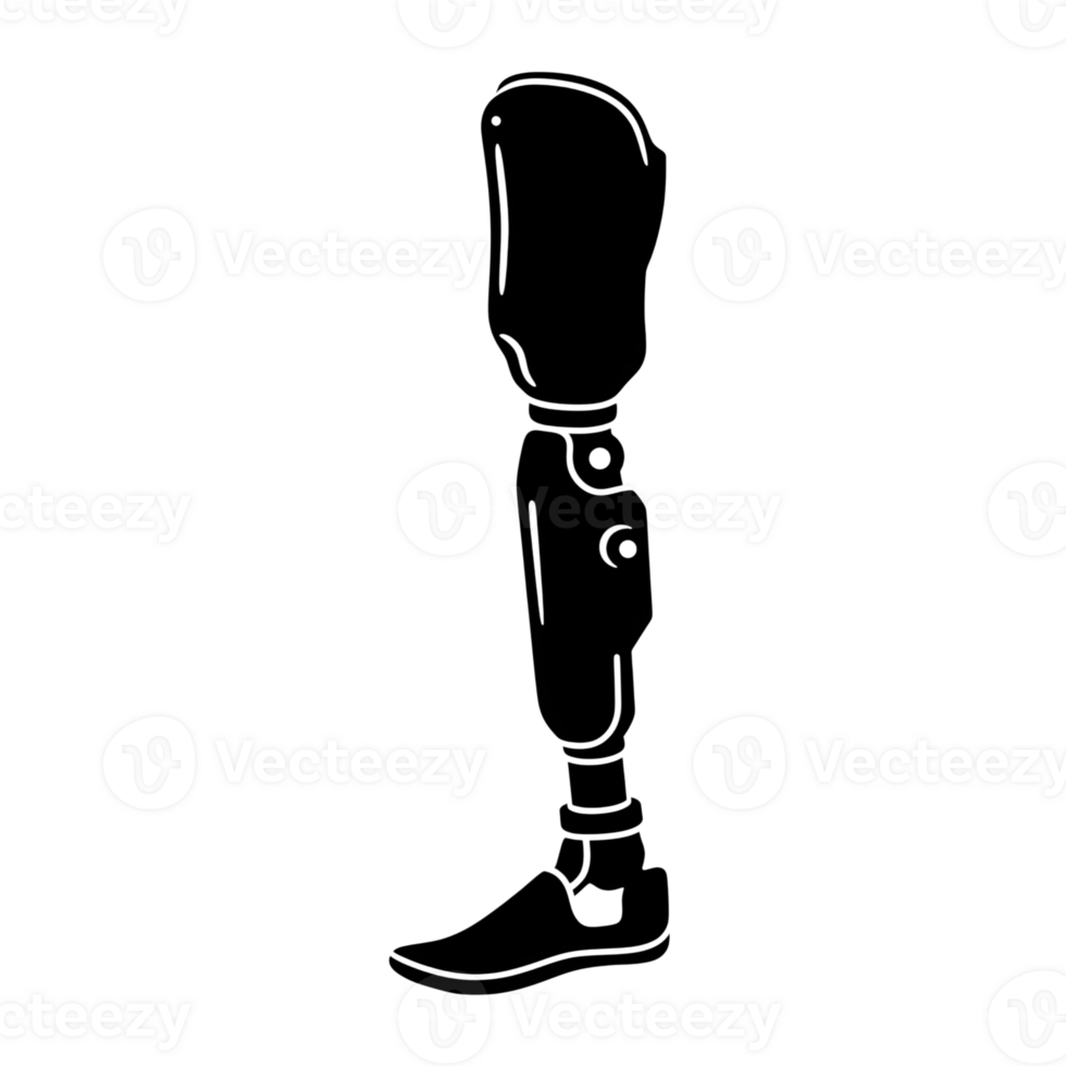 Modern Prosthetic Leg Line Art Illustration of a Below Knee Amputation Prosthesis png