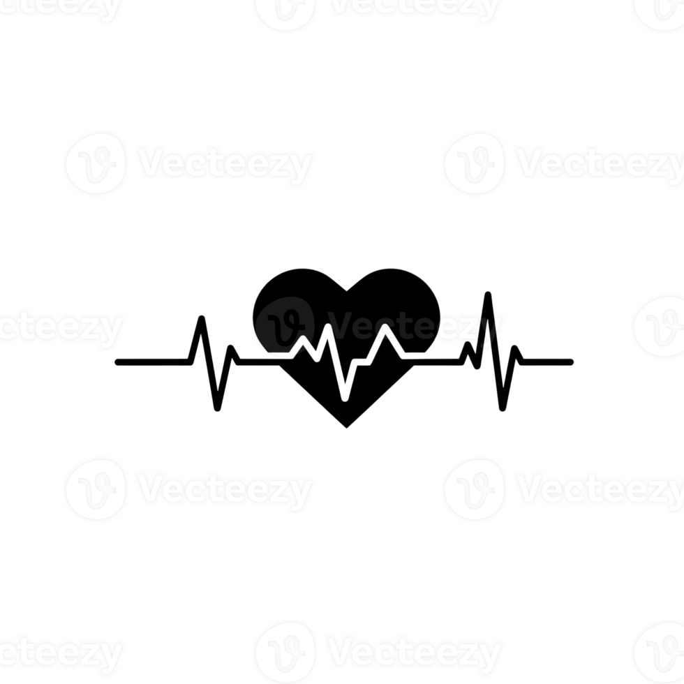 Heartbeat Line Art Simple Heart with EKG Wave png