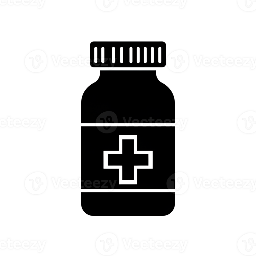 Medical Bottle Icon Simple Line Art Illustration of a Medicine Container png