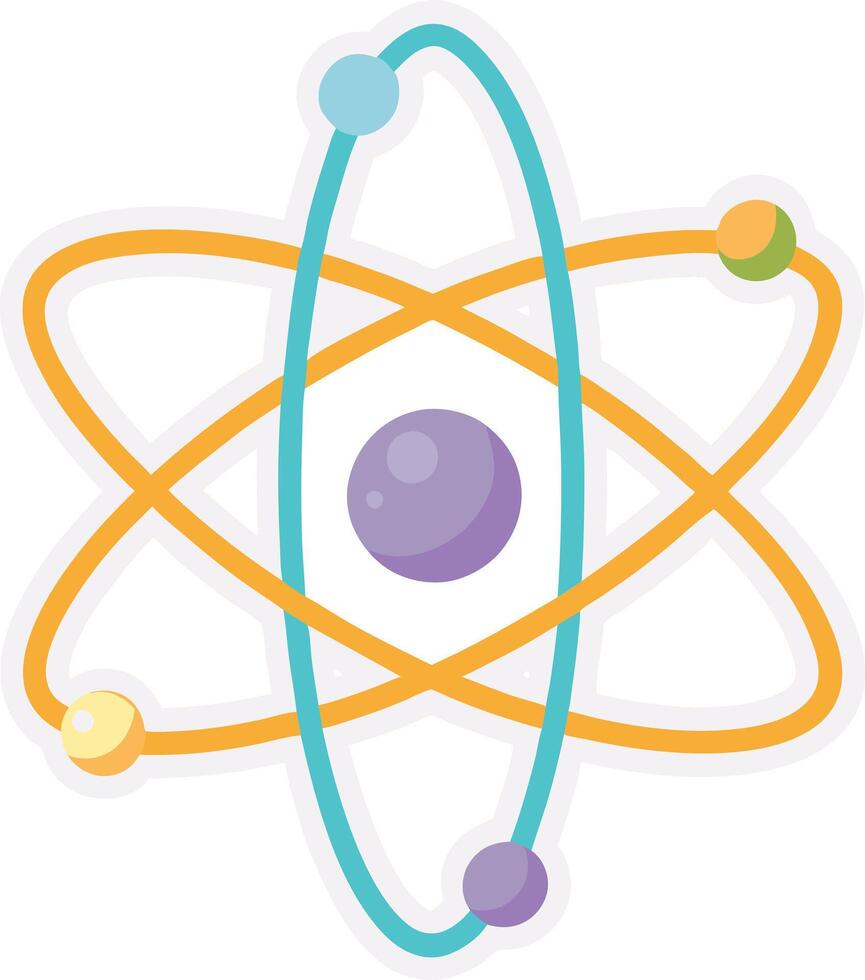 Simple Illustration of an Atom with Electrons Orbiting a Nucleus Representing Basic Atomic Structure in Science Education vector