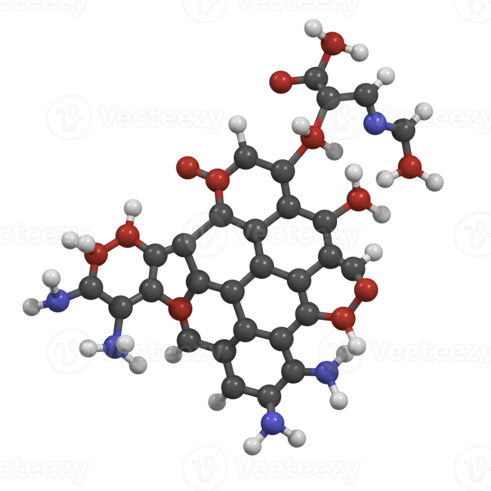 3D Model of a Complex Organic Molecule Detailed Molecular Structure png