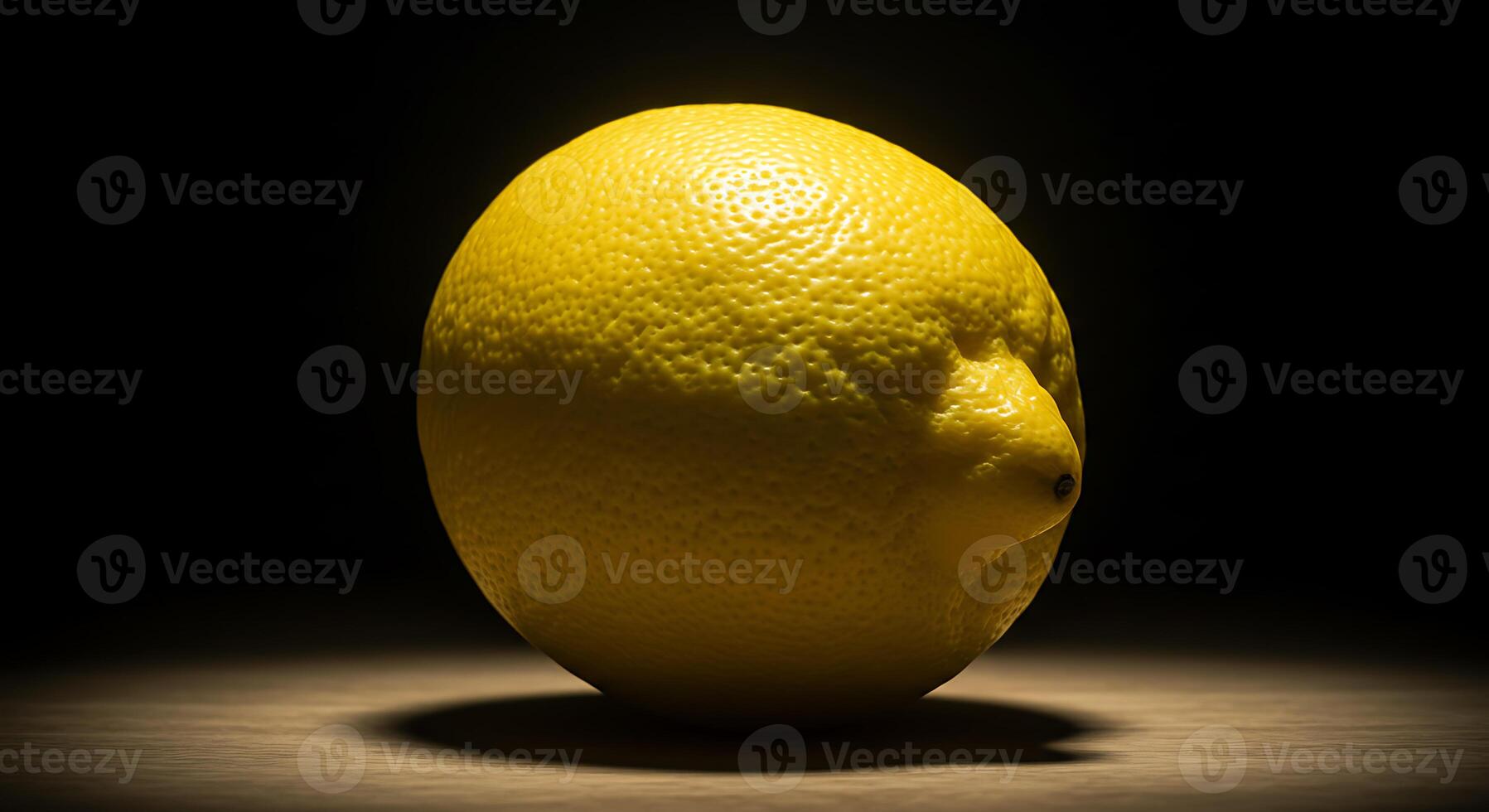 A lemon is shown in a dark room photo