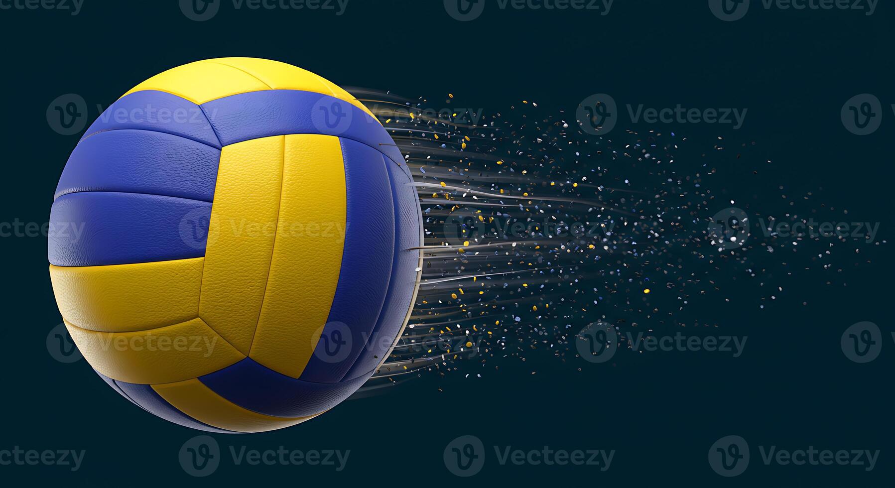 Dynamic Volleyball in Motion A Blue and Yellow Speed Burst photo