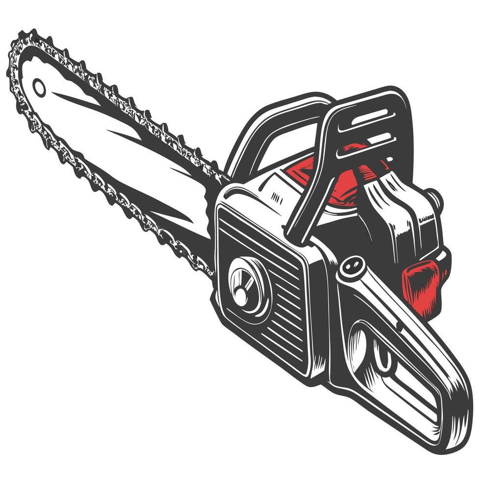 Powerful Chainsaw Illustration Graphic Design Woodcutting Lumberjack Equipment Tool vector