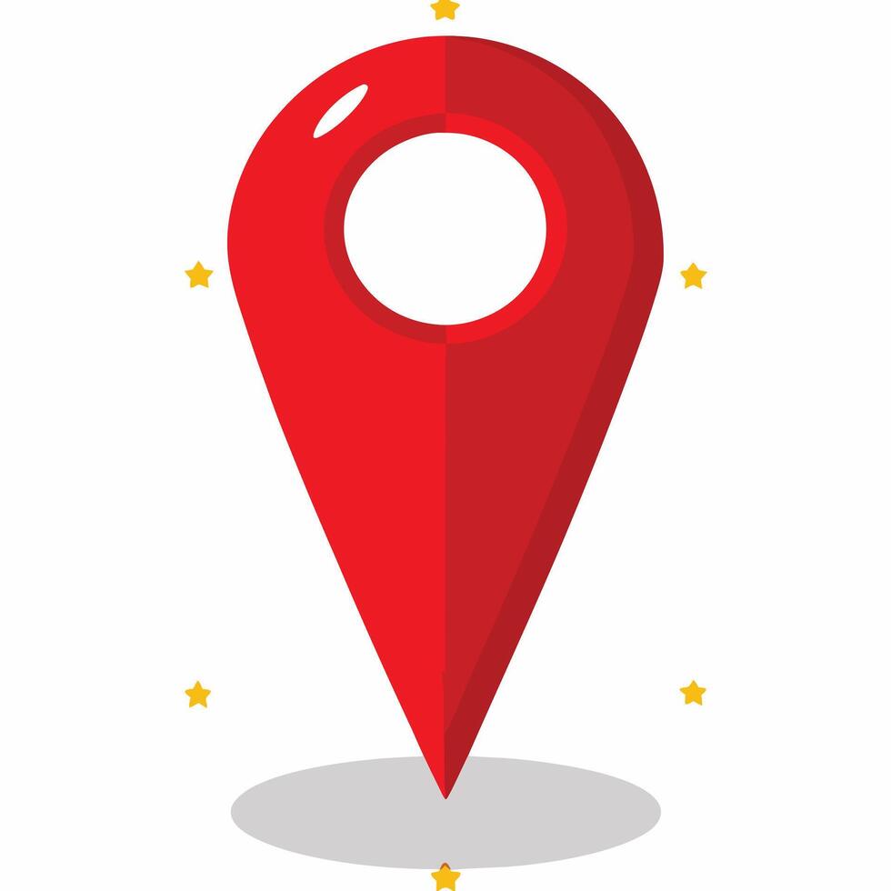 Simple Red Map Marker Location Icon with Stars for Navigation and GPS vector