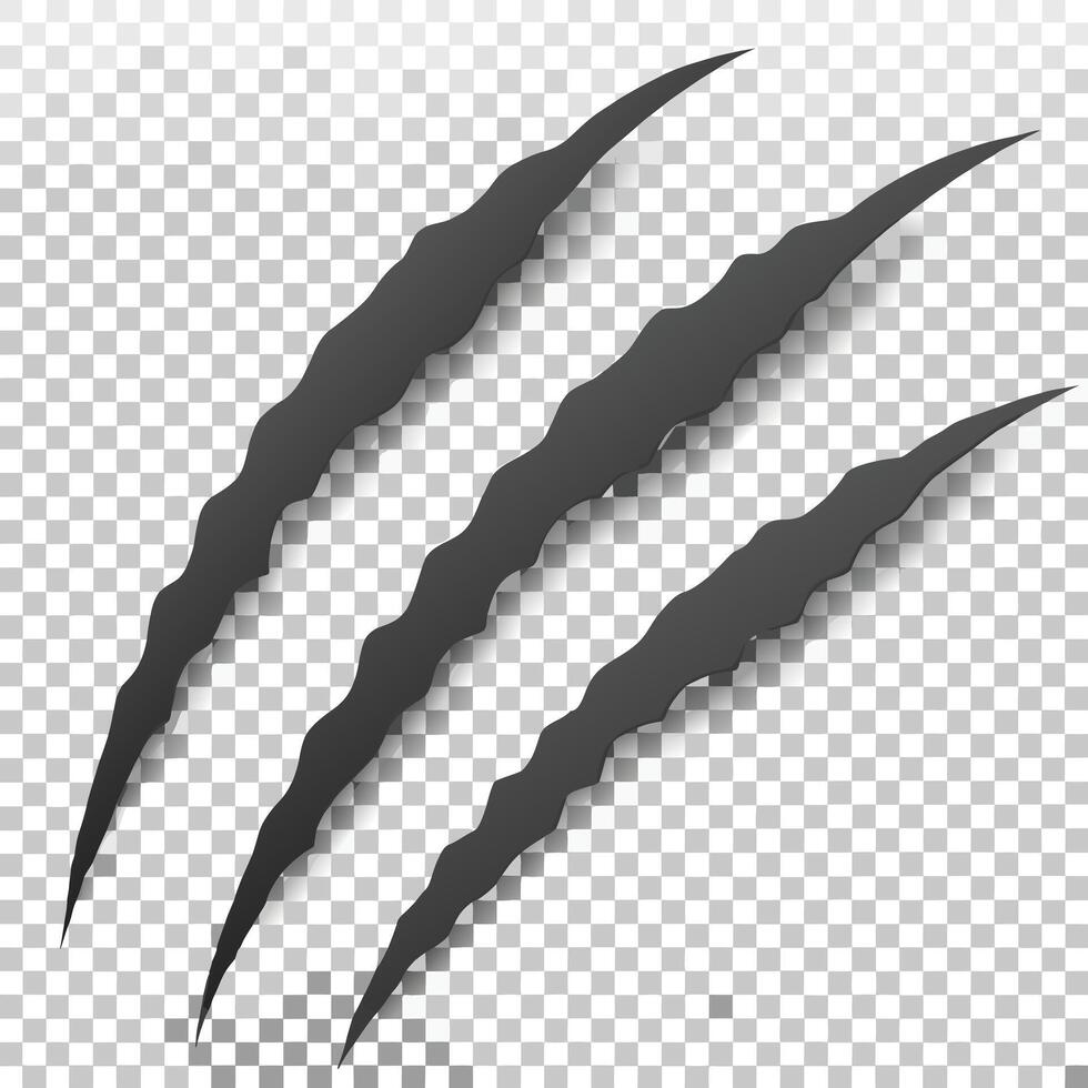 Three Dark Claw Marks Scratches Ripped Texture Halloween Horror Design Element vector