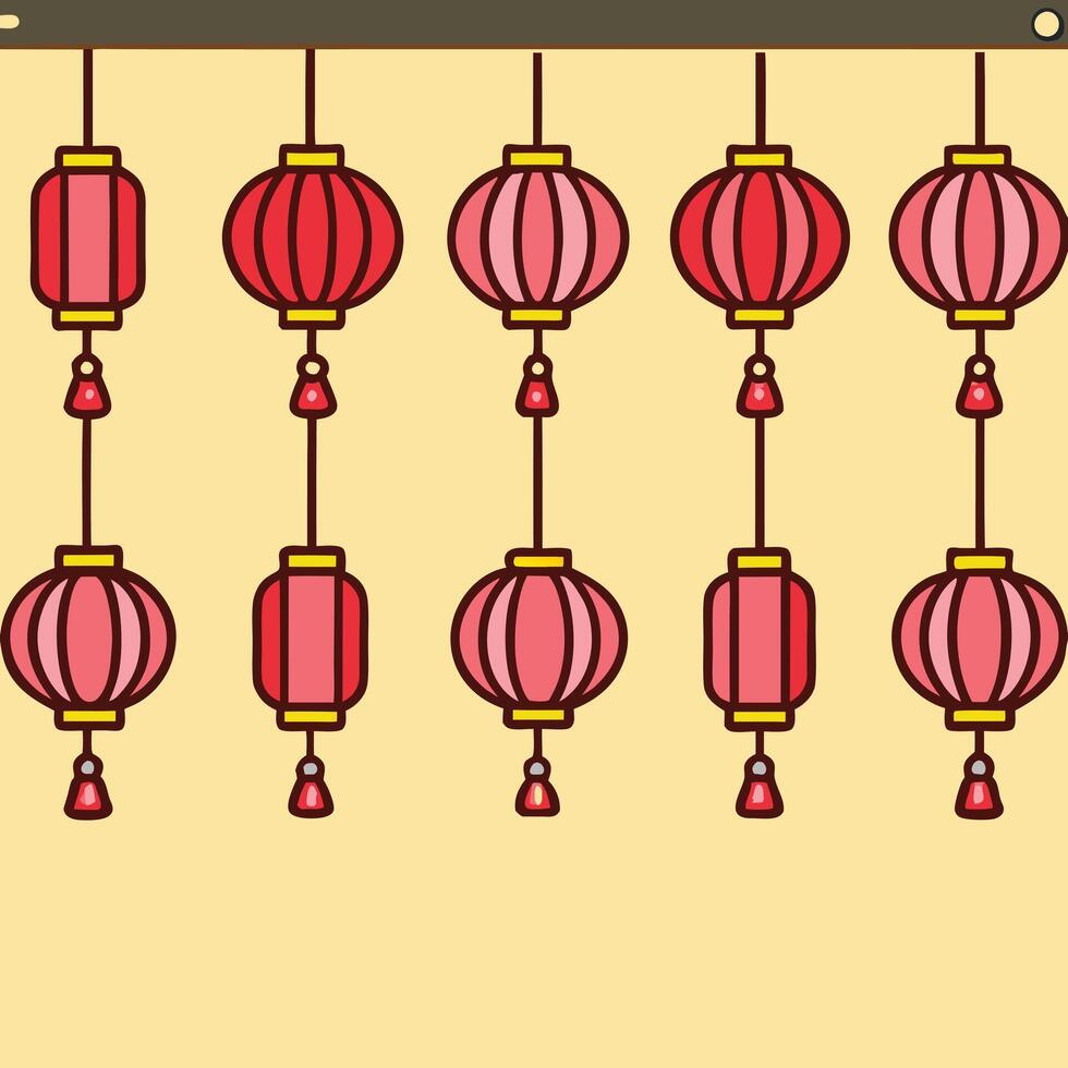 Chinese New Year Celebration Festive Hanging Lanterns Design Illustration vector