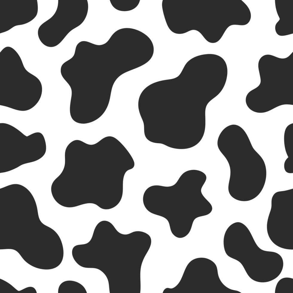 Seamless pattern of black and white cow spots abstract background texture design illustration vector