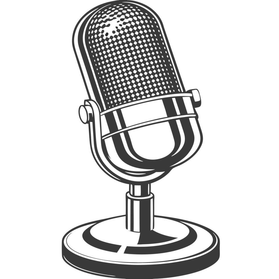 Vintage Retro Microphone Illustration Design Broadcasting Studio Recording Podcast Radio Talk Show vector