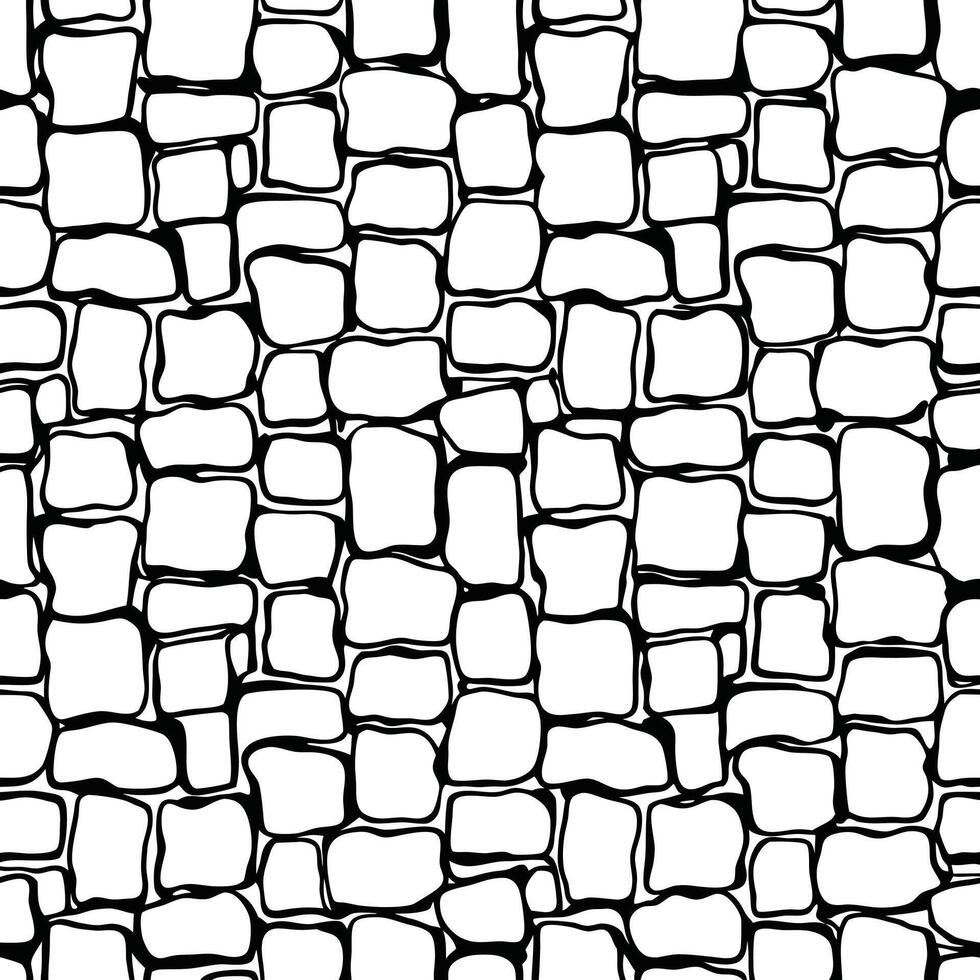 Abstract Black and White Seamless Pattern of Irregular Stone Wall Texture vector