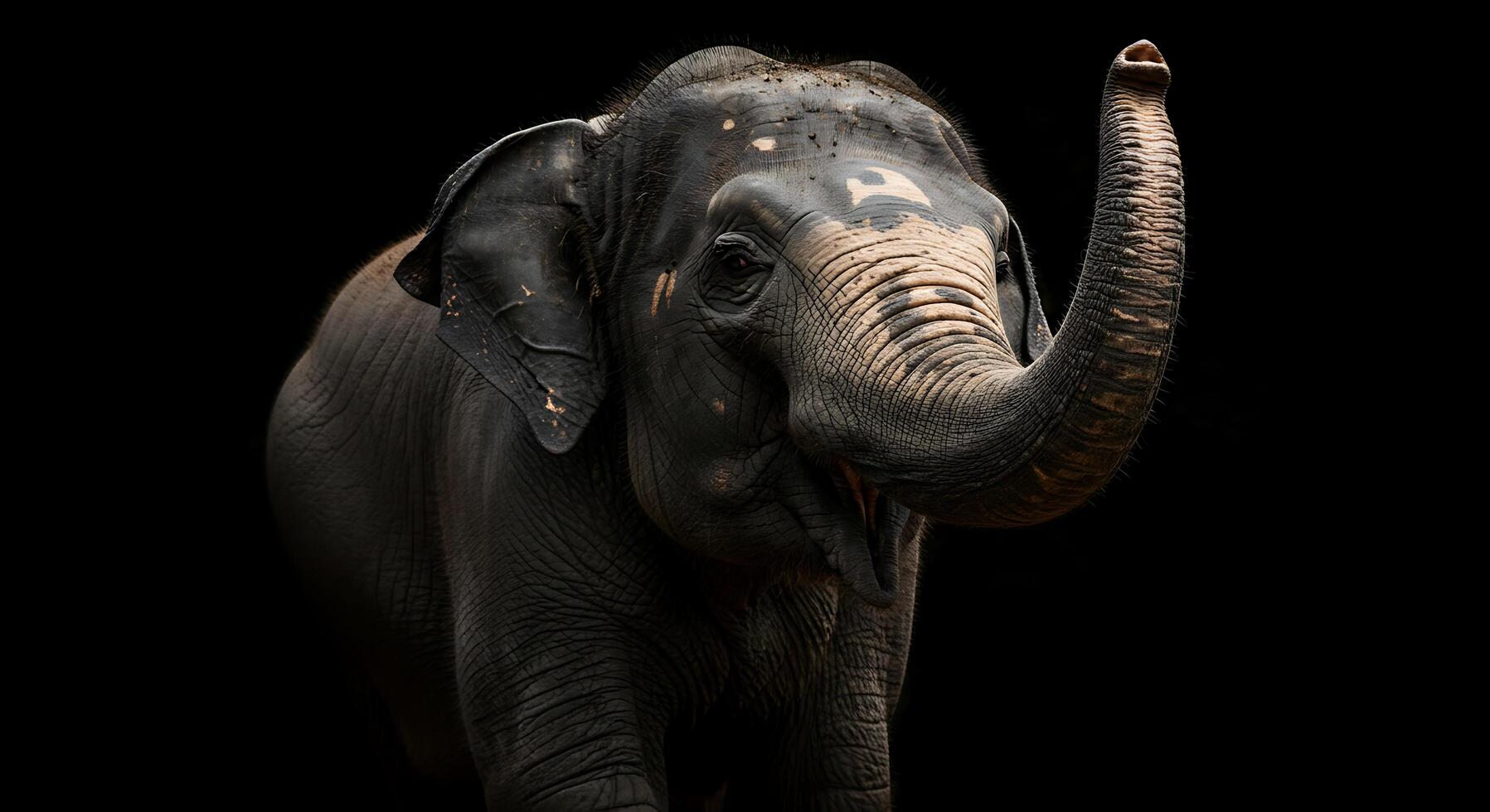 A large elephant with a long trunk photo