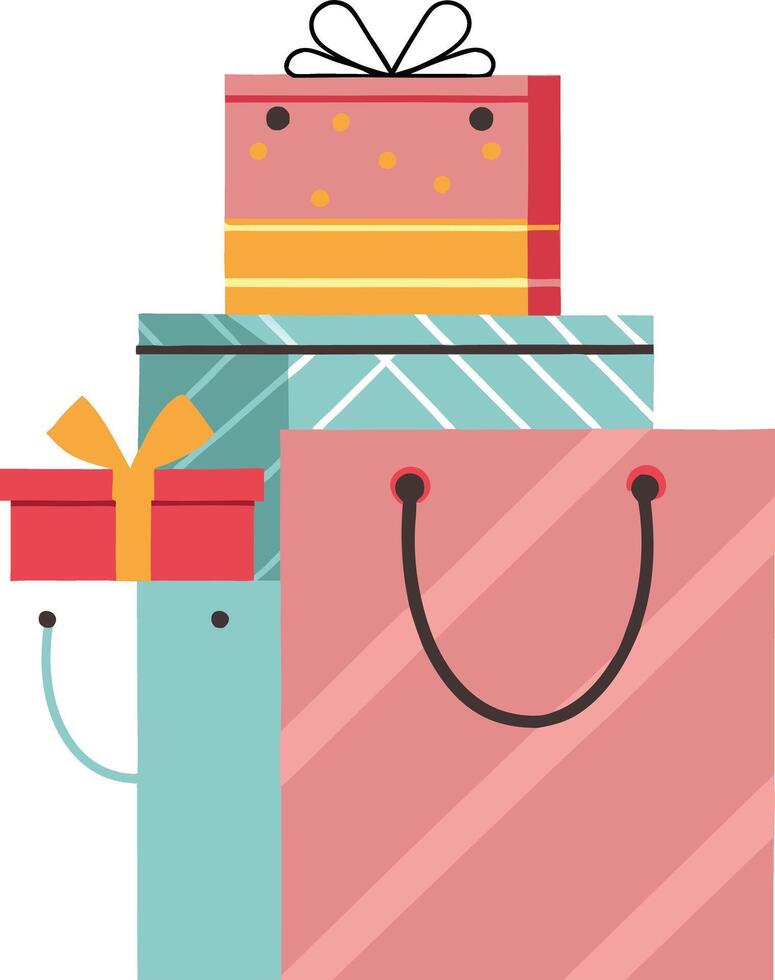 A Stack of Presents in a Shopping Bag a Delightful Gift Giving Scene vector