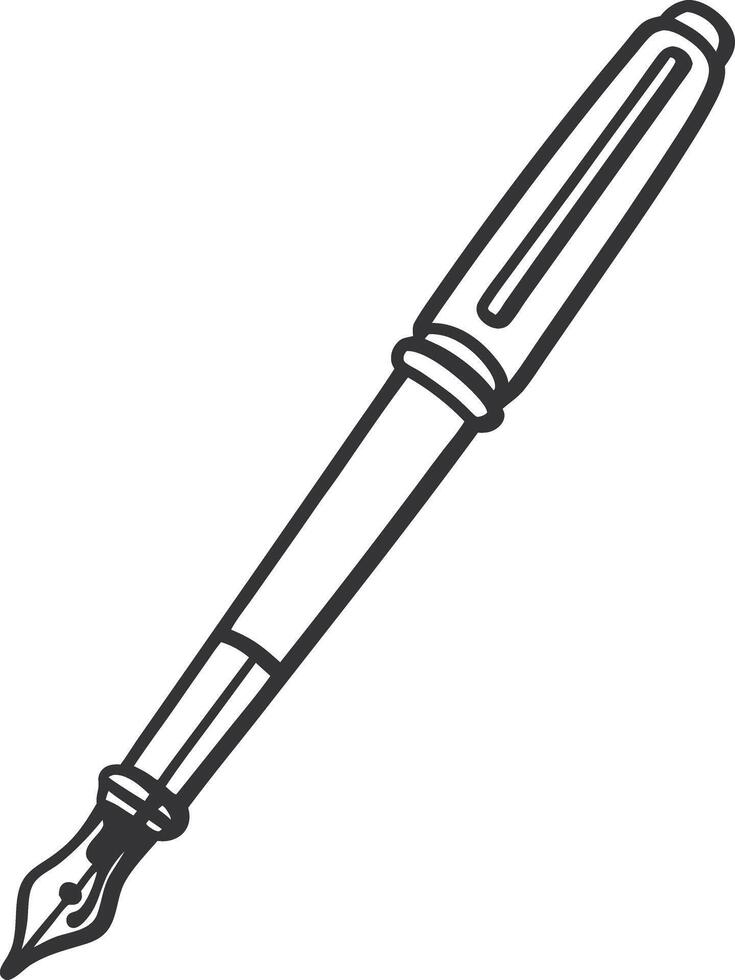 Elegant Black and White Fountain Pen Illustration Classic Writing Instrument Design vector