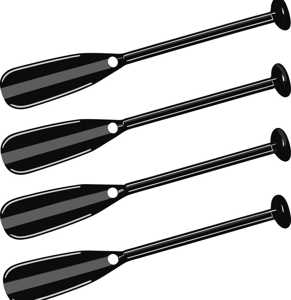 Four Black Boat Oars or Paddles in a Row Illustration Graphic Design vector