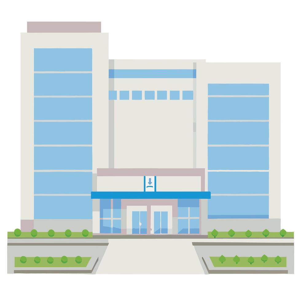 An illustration of a building with a sign on it vector
