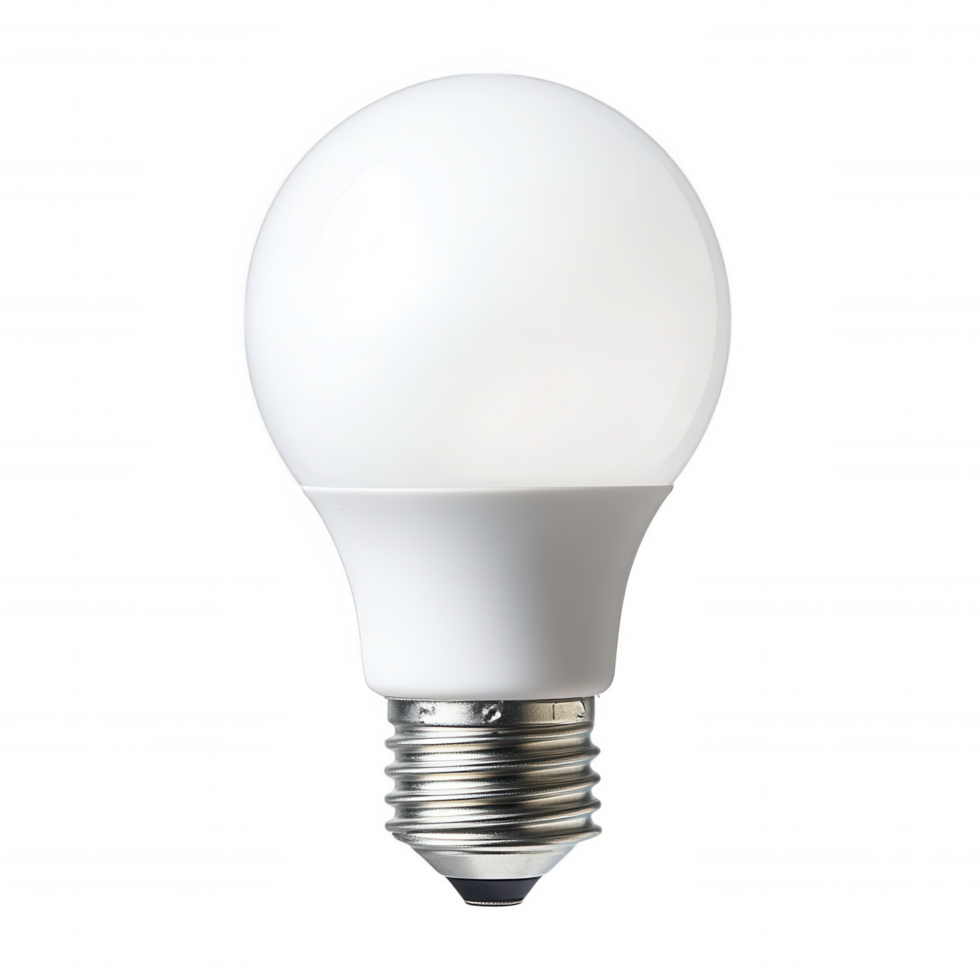 Energy saving LED bulb, modern design, efficient lighting solution for homes. Ideal for reducing energy consumption while providing bright illumination png