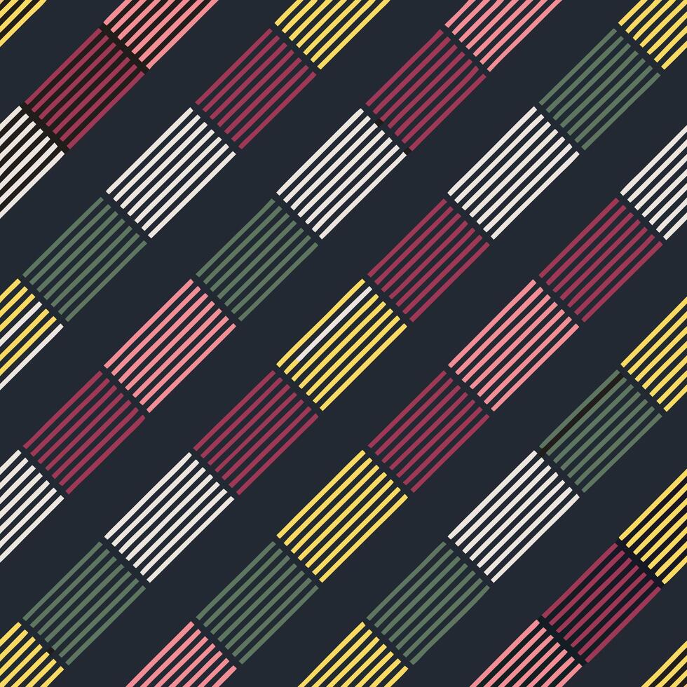 Abstract Geometric Pattern with Diagonal Striped Rectangles in Various Colors vector