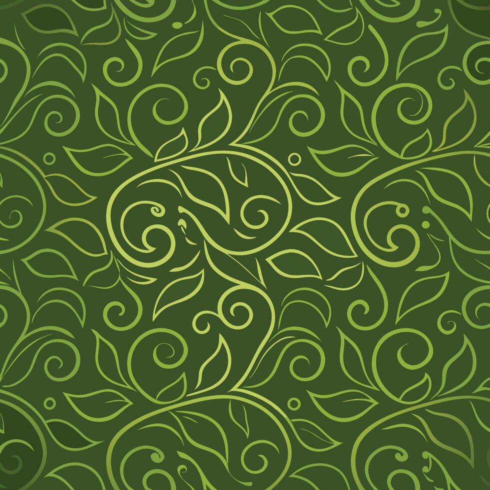 Seamless green floral pattern background vector