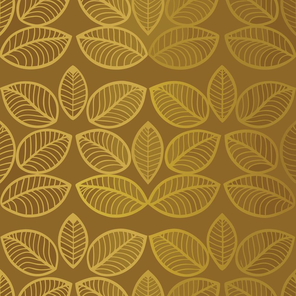 Golden Leaf Pattern Seamless Texture Background Design Elegant Luxury Decor vector